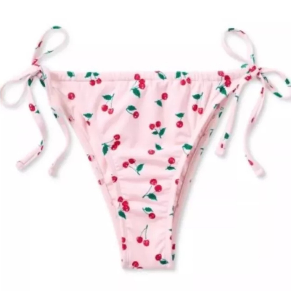 Wild Fable Women’s XS 0-2 Bikini Bottom Cherry Printed Side-Tie Ultra High Leg